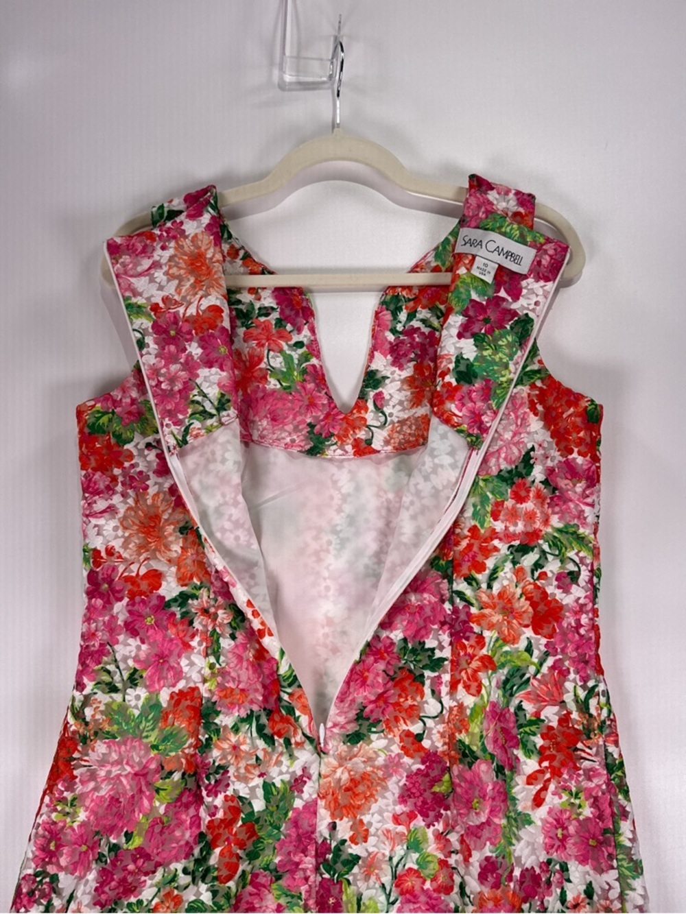 Sara Campbell Shift Dress Scalloped Sleeveless Floral Lace Pink Size 10 - Picture 7 of 13